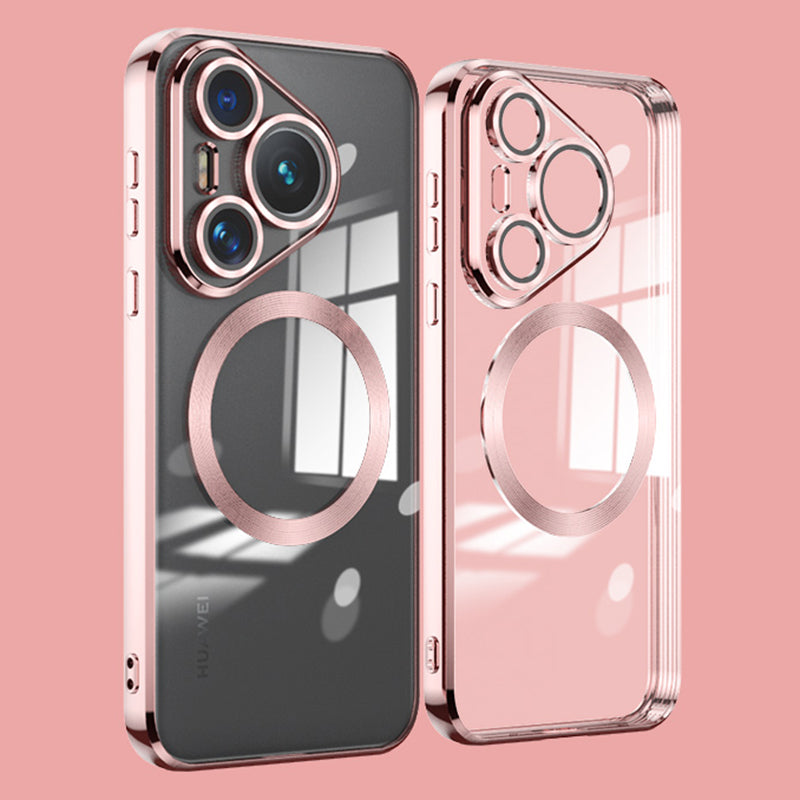 For Huawei Pura 70 Case Electroplating Clear TPU Cell Phone Cover Built-In Glass Lens Film For Huawei Pura 70 Case Electroplating Clear TPU Cell Phone Cover Built-In Glass Lens Film